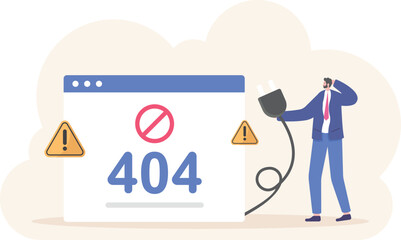 error 404. web server error. a user cannot access a website because an error occurred. is under maintenance. warning or notification. illustration concept design. graphic elements
