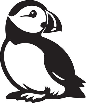 recommend clip art: Puffin bird silhouette vector illustration on white background.