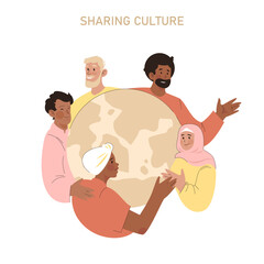 Sharing Culture. Flat Vector Illustration