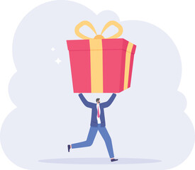 loyalty programs. self rewards. a loyal customer who gets an award or prize. a man get a big gift. happy customer. illustration concept design. graphic element

