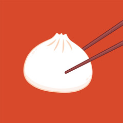 Chinese Steam Bun illustration vector. Asian food vector illustration. Baozi or bao is Chinese food.