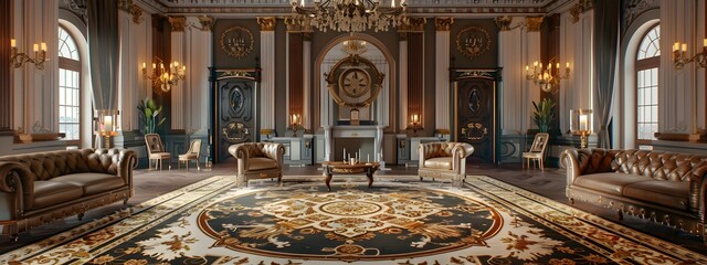 Obraz premium Stately Drawing Room Exuding Timeless Elegance of Neoclassical Style