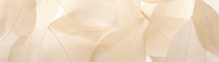 Nature abstract of flower petals, beige transparent leaves.