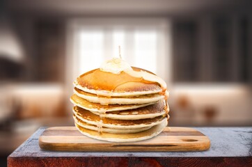 Tasty sweet fresh pancakes. Homemade tasty food.