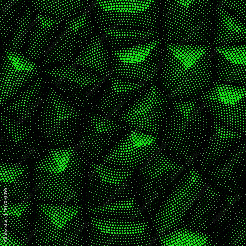 Aufkleber neon green halftone circular dot and spot pattern based on connected pyramid shapes viewed from abov