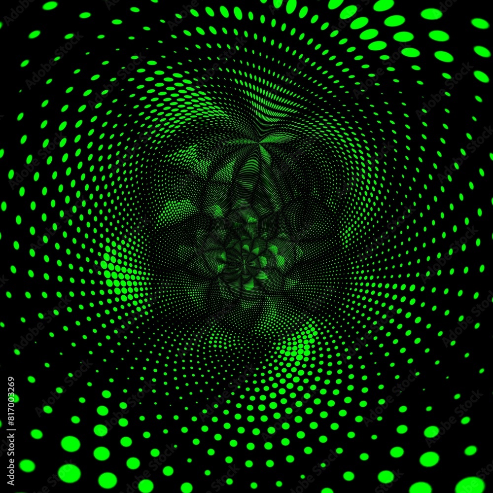 Aufkleber neon green halftone circular dot and spot pattern based on connected pyramid shapes viewed from abov