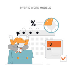 Hybrid Work Models Vector illustration