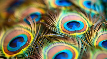 Vibrant and Intricate Closeup of Peacock Feathers in Stunning Natural Beauty