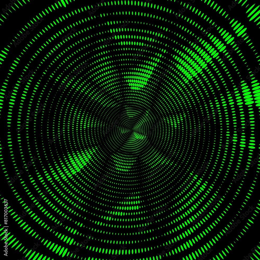 Aufkleber neon green halftone circular dot and spot pattern based on connected pyramid shapes viewed from abov
