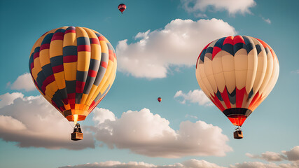 Obraz premium Colorful balloon flying in the sky, Generative AI