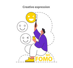 way to defeat fomo. Flat Vector Illustration