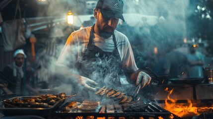 man preparing grill - Powered by Adobe
