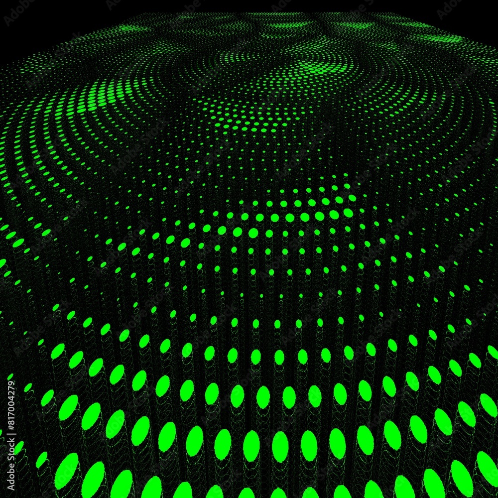 Aufkleber neon green halftone circular dot and spot pattern based on connected pyramid shapes viewed from abov