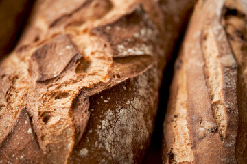 Close up of French baguette