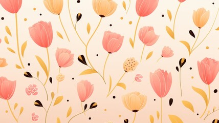 The image is a floral pattern with pink and yellow flowers