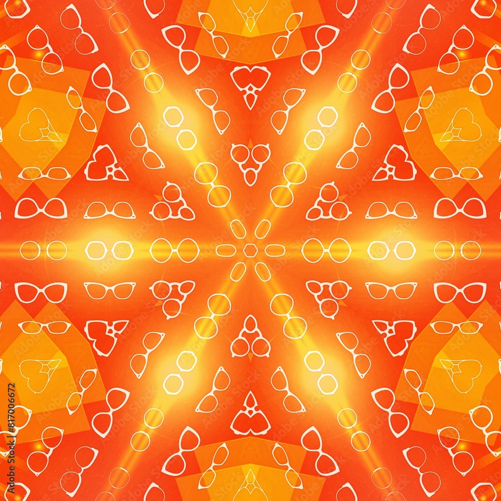 Aufkleber bright yellow and red creative design with arrangement pattern of many similar sunglass frames squar