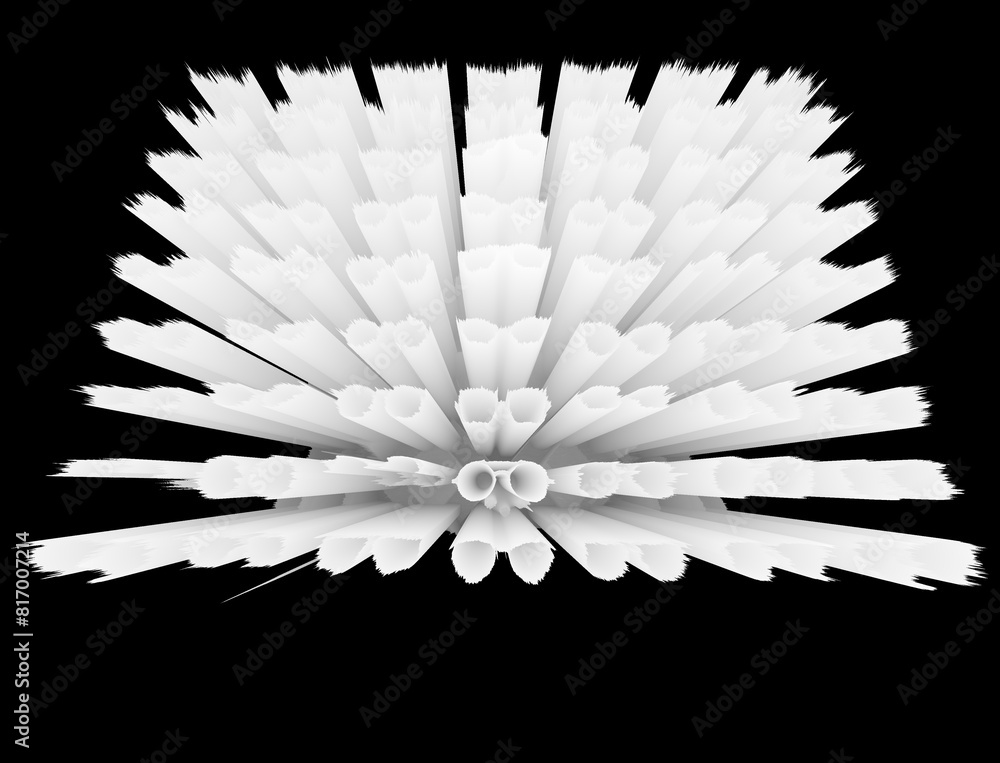 Aufkleber zoom radial style snowflake structure white on black contemporary design 3d exploding