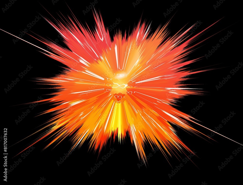 Poster zoom radial style exploding yellow orange and red structure