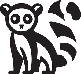 Ring Tailed Lemur sitting silhouette vector illustration icon on white background.

