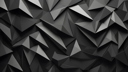 Fototapeta premium Black white dark gray abstract background. Geometric pattern shape. Line triangle polygon angle. Gradient. Shadow. Matte. 3d effect. Rough grain grungy. Design. Template. Presentation. Generative AI