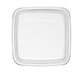 Plastic food box disposable top view (with clipping path) isolated on white background