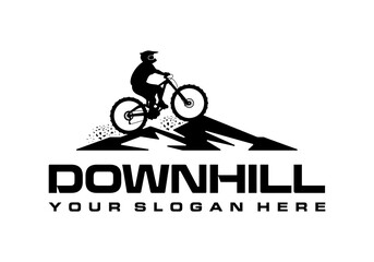 Obraz premium logo extreme sport downhill mountain bike vector