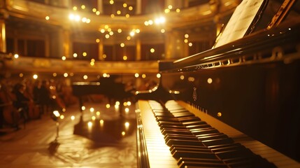 Elegant Piano Performance in a Gilded Concert Hall