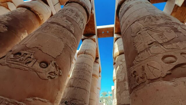 The ruins of the Egyptian temple of Karnak, the largest open-air museum in Luxor. Karnak Temple. Karnak temple complex, a mixture of destroyed temples, chapels, pylons and other buildings. Egypt 2022