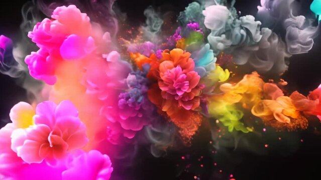 smoke flowers layers colorful timelapse explosion abstract  vibrant hues 