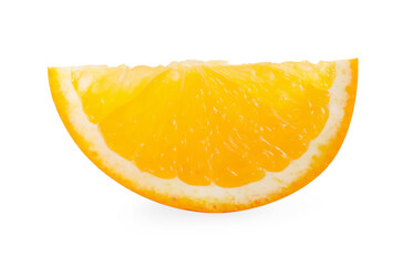 Slice of juicy orange isolated on white
