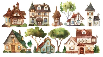 Enchanting Architectural Diversity A Vibrant Collection of Whimsical Cottages Majestic Castles and Charming Townhouses