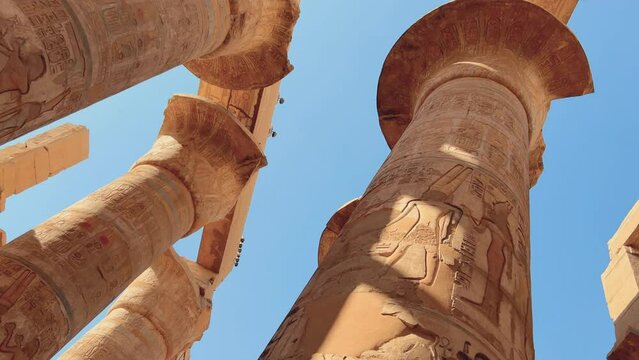 The ruins of the Egyptian temple of Karnak, the largest open-air museum in Luxor. Karnak Temple. Karnak temple complex, a mixture of destroyed temples, chapels, pylons and other buildings. Egypt 2022