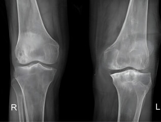 Real digital X-ray of both knee and leg. X ray of human