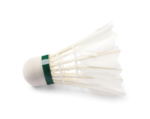 Fototapeta na wymiar One feather badminton shuttlecock isolated on white