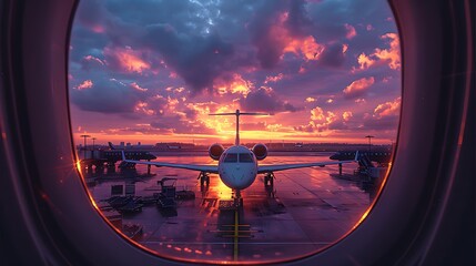 A view from the window of an airplane on an airport