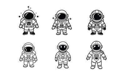 astronaut black silhouette outline for a kids coloring book	