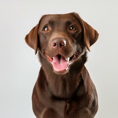 Fototapeta premium Retrato de perro labrador color chocolate sonriendo
