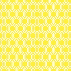 Hexagons Geometry Seamless Print Background, Vertical, Light Yellow, White Line 