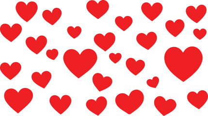 Red Heart Icons, 2D Vector Set, Valentine's Day, Love, Romance