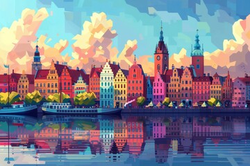 Illustration of Wrocław, Poland

