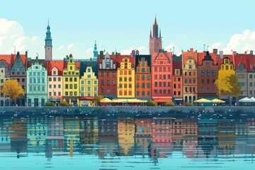 Fototapeta premium Illustration of Wrocław, Poland