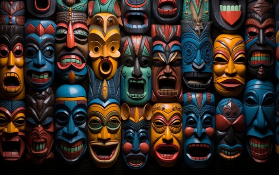Colorful and detailed tribal masks from around the world.