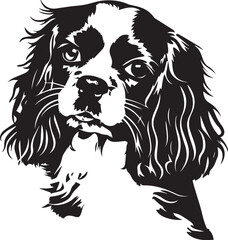 Fototapeta premium black and white cavalier king charles spaniel dog illustration