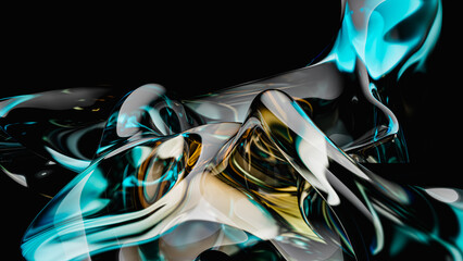 Abstract 3D Glass Reflections on Dark Background