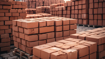 Bricks stacked for construction, Generative AI