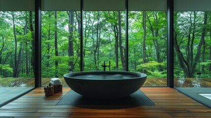 Fototapeta premium Zen style bathroom Living with nature, relaxing.