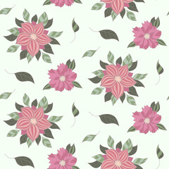 Floral pattern with flowers and leaves , seamless background with flowers and leaves.
