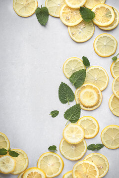 Fresh Lemons and Herbs Arrangement with Copyspace