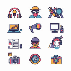 Set of Vector Flat Line Icons - Creative Occupations