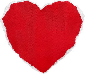 Red & White Torn Paper Heart